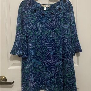 Blue and Green Paisley Tunic Top